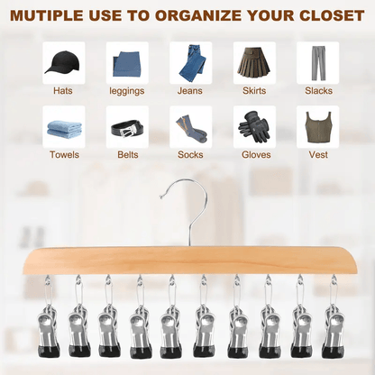 Closet Organizer with 10 Clips - Space Saving Hanging Closet Organizer
