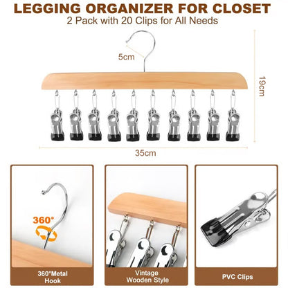Closet Organizer with 10 Clips - Space Saving Hanging Closet Organizer